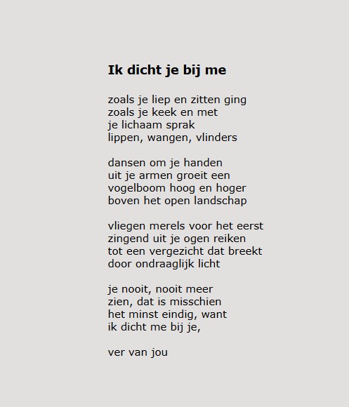 Ik dicht je bij me, Iris Le Rütte